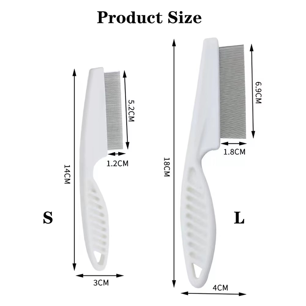 1Pcs Pet Flea Comb Cat/Dog Beauty Comb Stainless Steel Portable Pet Specific Dense Tooth Hair Removal Massage Cleaning Supplies