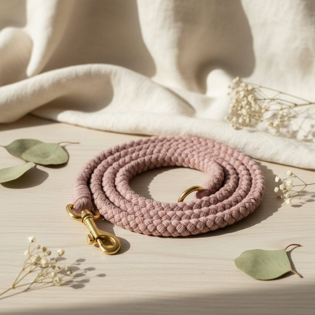 Organic Hemp & Cotton Dog Lead - Pretty in Pink