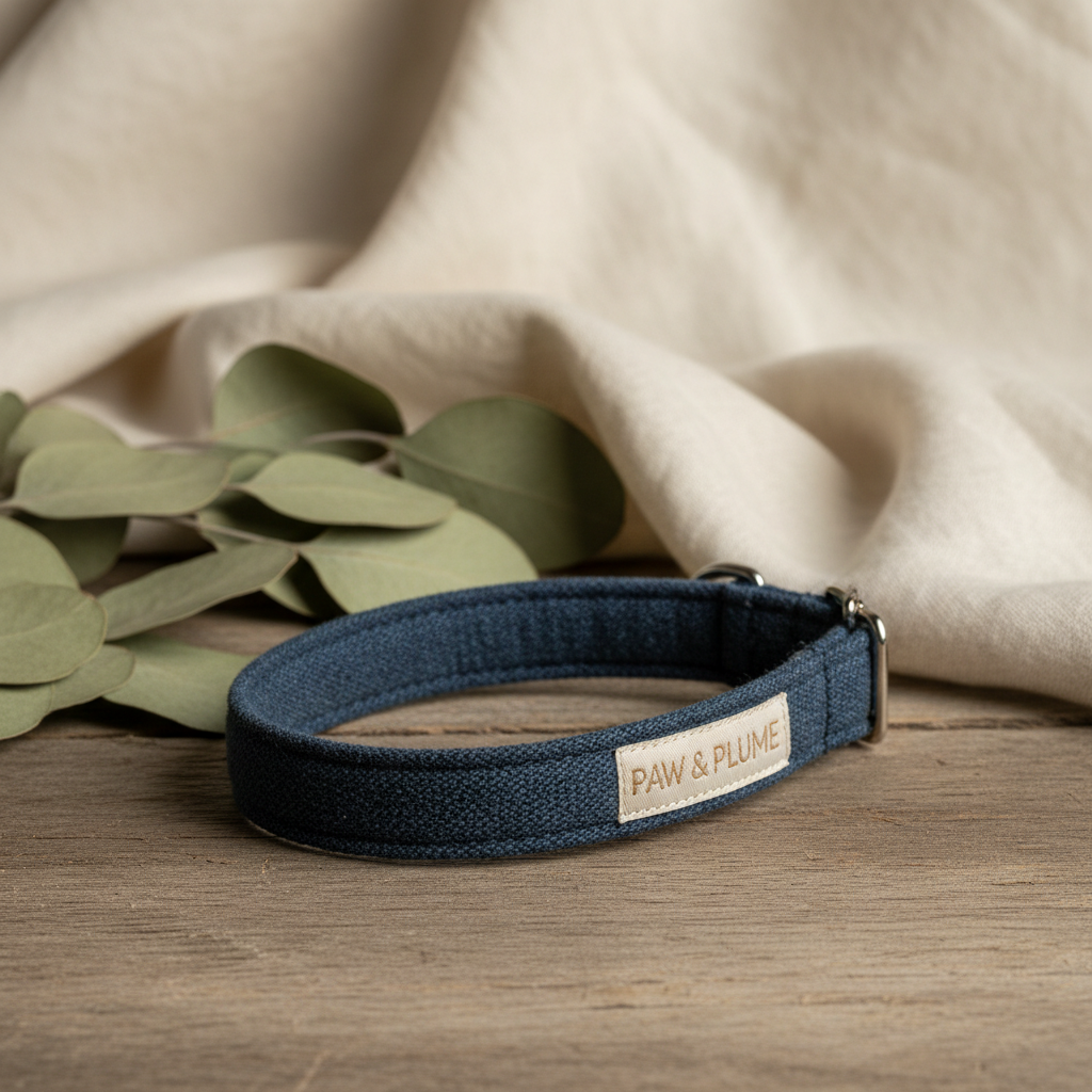 Organic Hemp Dog Collar - Ink Blue