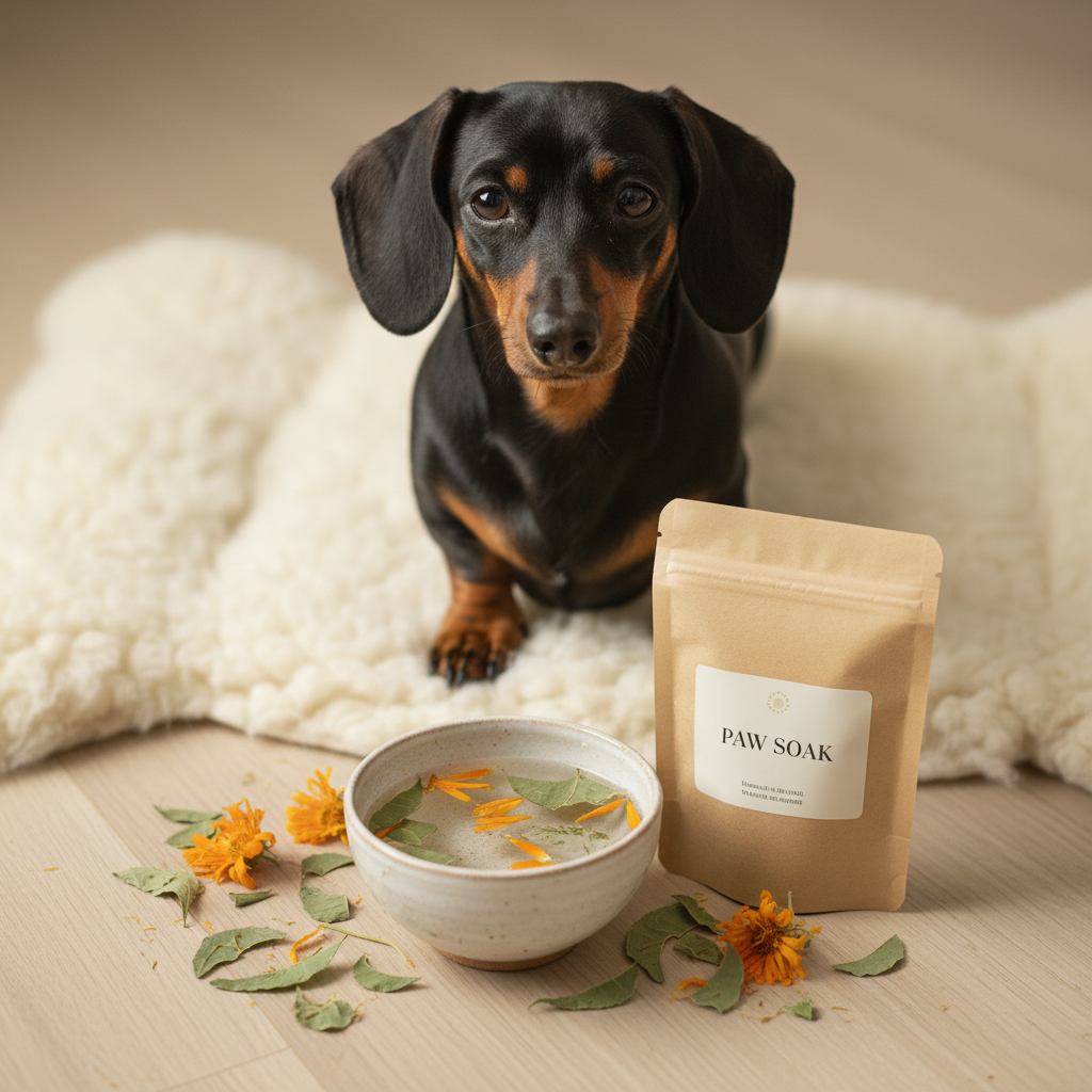 Paw Soak with Dachshund